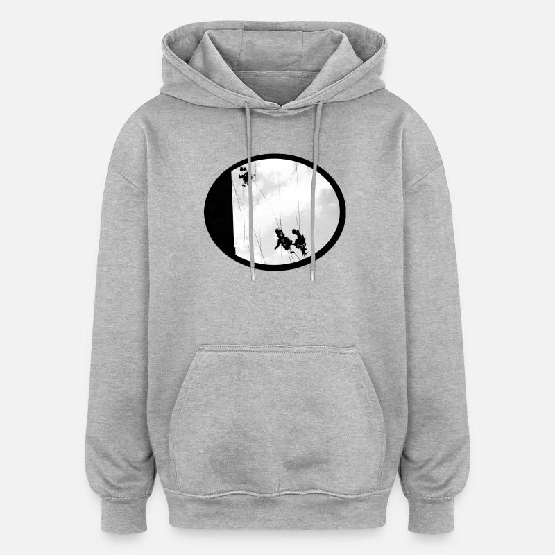 Lave-vitres à une hauteur aérée - Sweat à capuche oversize unisexe - gris chiné