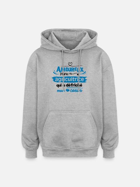 Amoureux d'une agricultrice - Sweat à capuche oversize unisexe - gris chiné