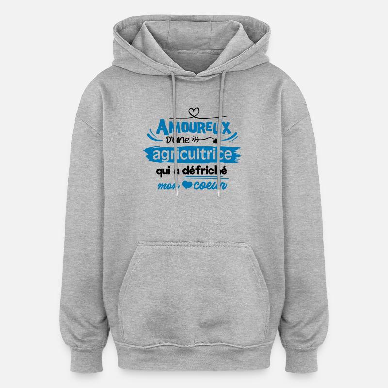 Amoureux d'une agricultrice - Sweat à capuche oversize unisexe - gris chiné
