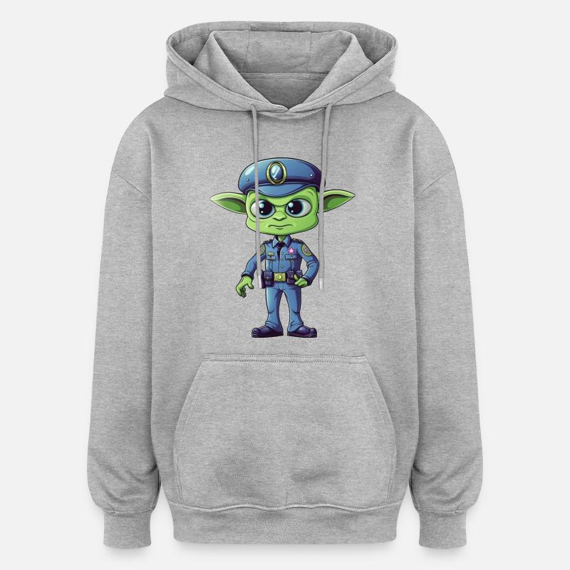 Polizei Alien - Oversized Unisex Hoodie - Grau meliert