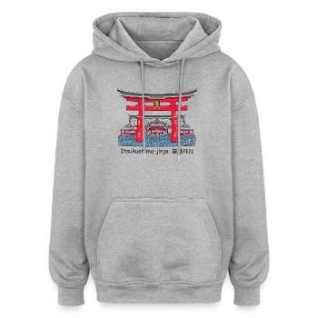 Sanctuaire d’Itsukushima, Miyajima, Hiroshima. Japon - Sweat à capuche oversize unisexe - gris chiné - Devant - Noah (186cm)