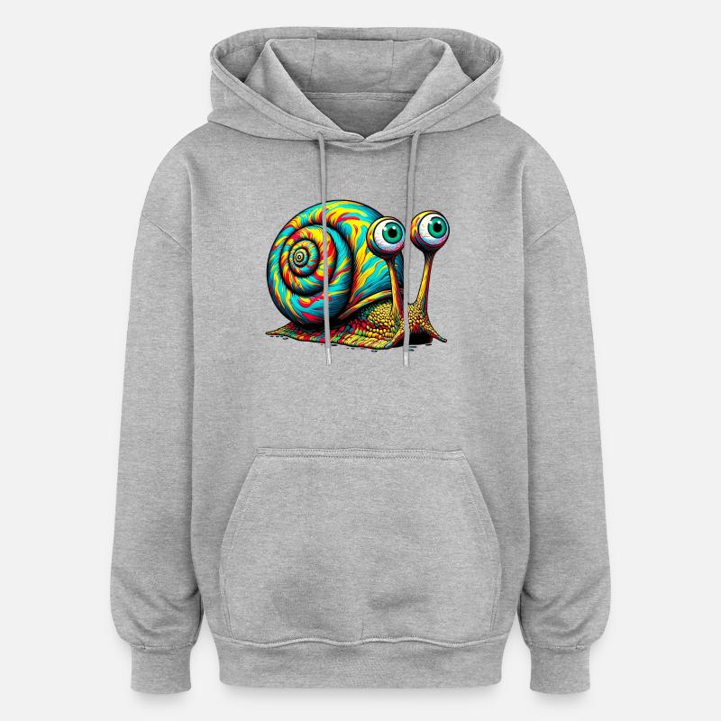 Escargot - Sweat à capuche oversize unisexe - gris chiné