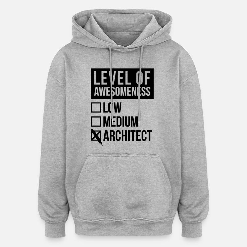 architecte - Sweat à capuche oversize unisexe - gris chiné