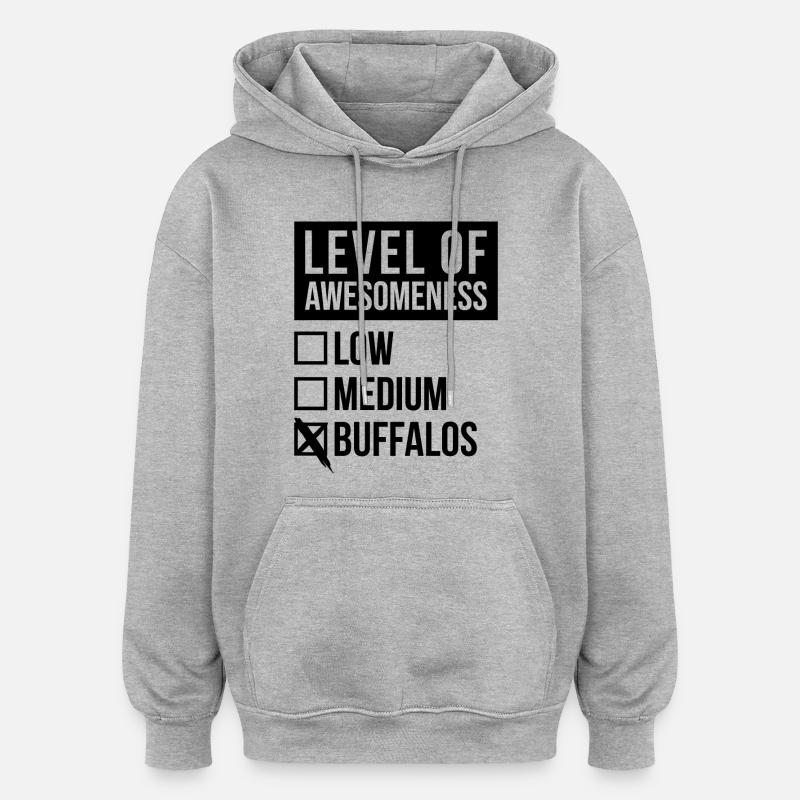 Büffel Büffel Büffel Büffel - Oversized Unisex Hoodie - Grau meliert