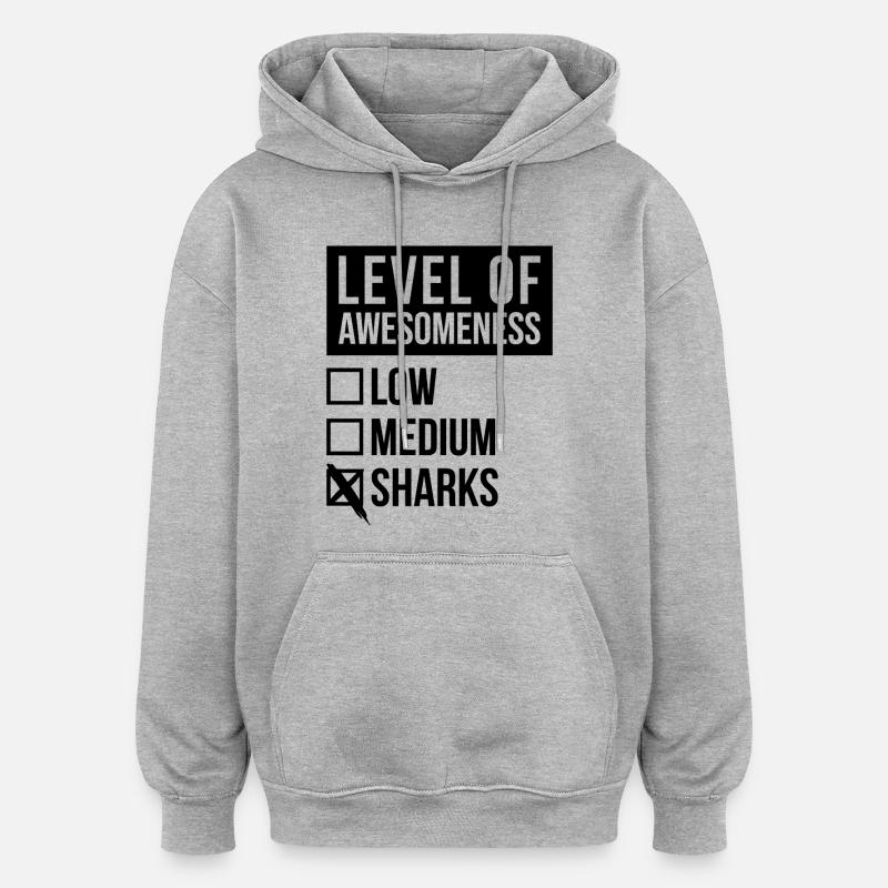 requin - Sweat à capuche oversize unisexe - gris chiné