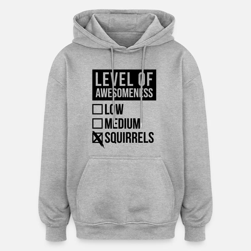 écureuil - Sweat à capuche oversize unisexe - gris chiné