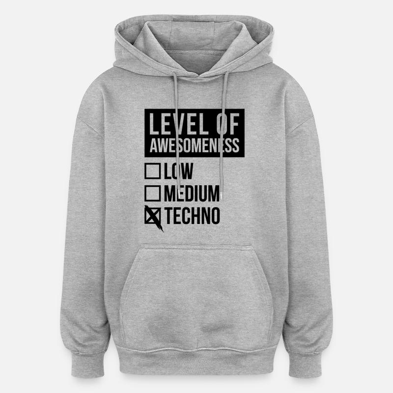 techno - Sweat à capuche oversize unisexe - gris chiné