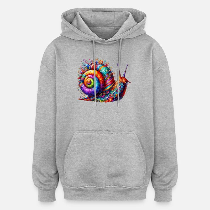 Escargot - Sweat à capuche oversize unisexe - gris chiné