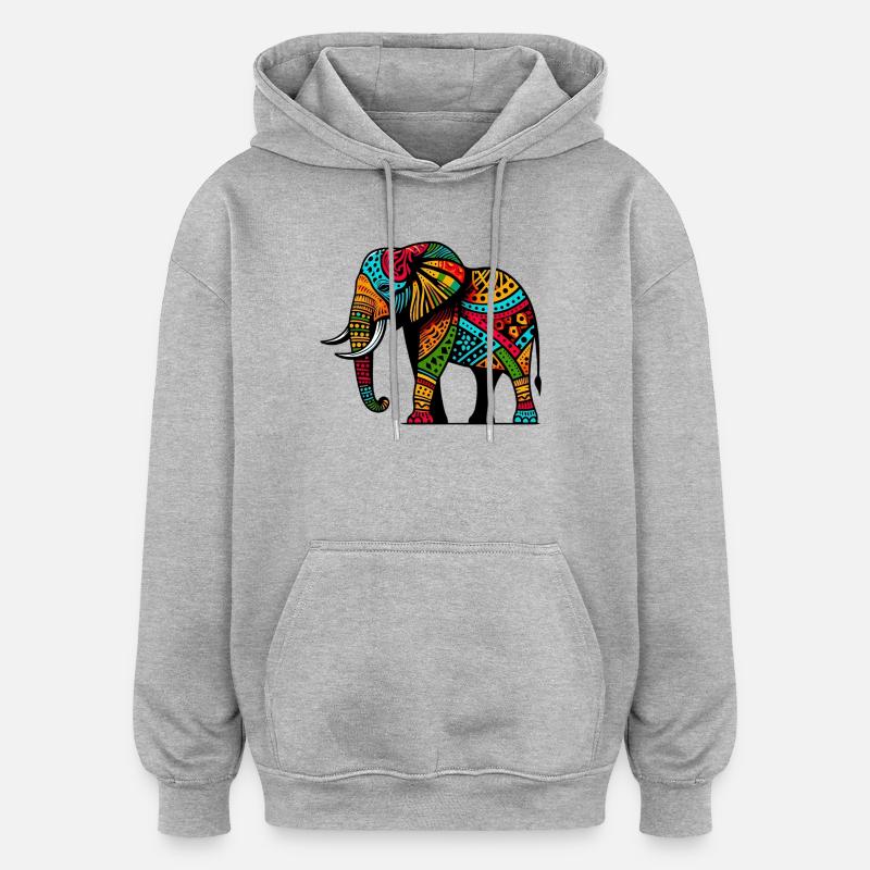 Éléphant - Sweat à capuche oversize unisexe - gris chiné