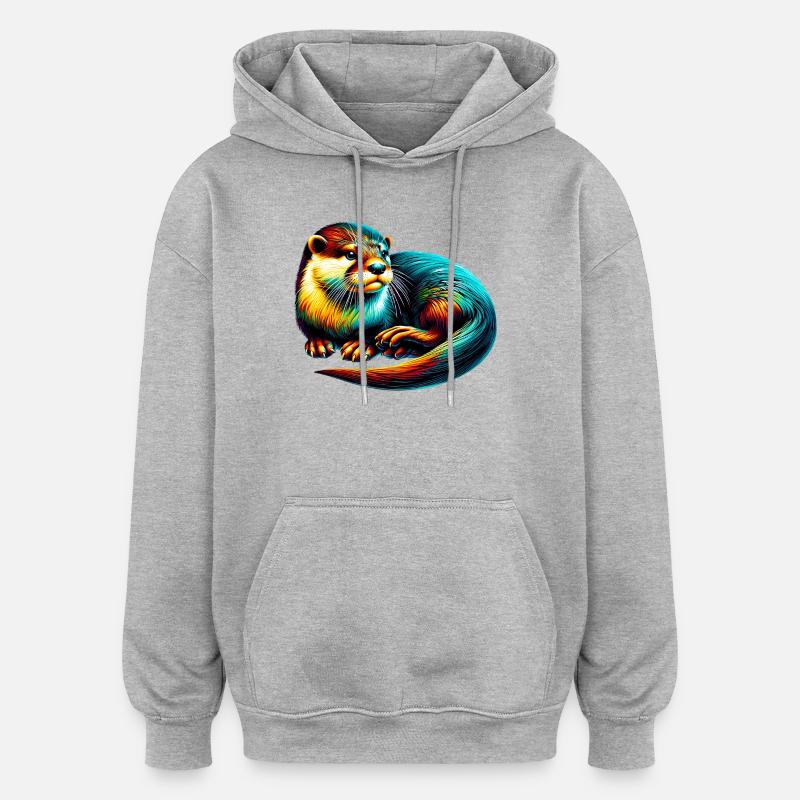 Loutre - Sweat à capuche oversize unisexe - gris chiné