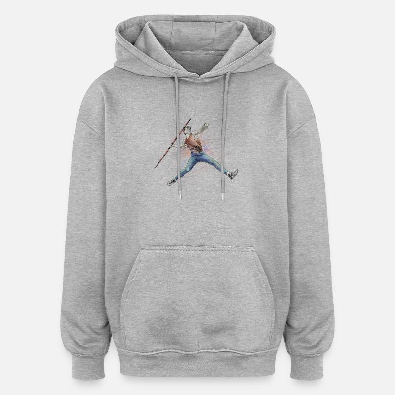 Lancer du javelot - Sweat à capuche oversize unisexe - gris chiné