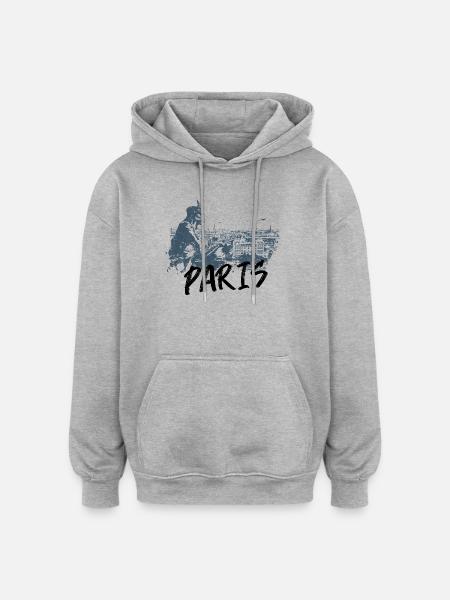 Paris with gargoyle of Notre Dame - Oversized Unisex Hoodie - heather grey