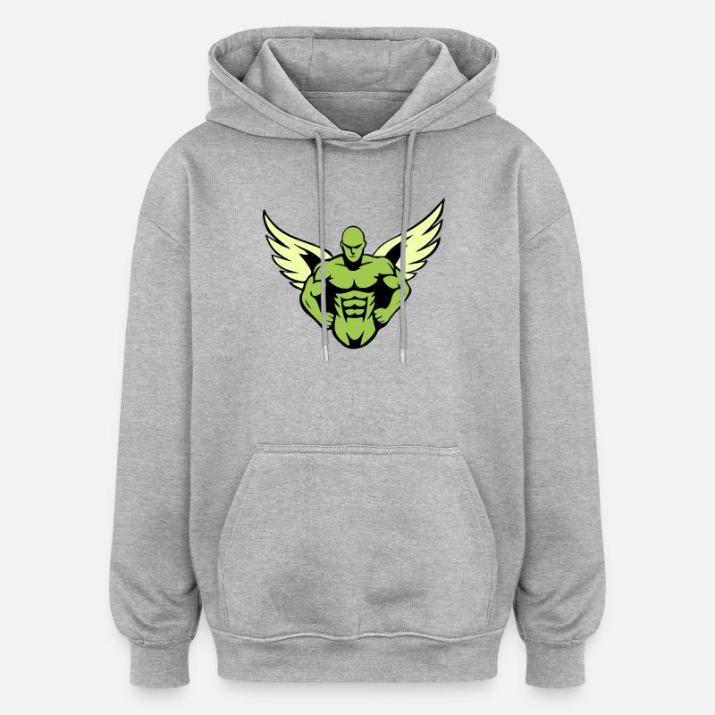 Puissance du gladiateur ailé - Sweat à capuche oversize unisexe - gris chiné