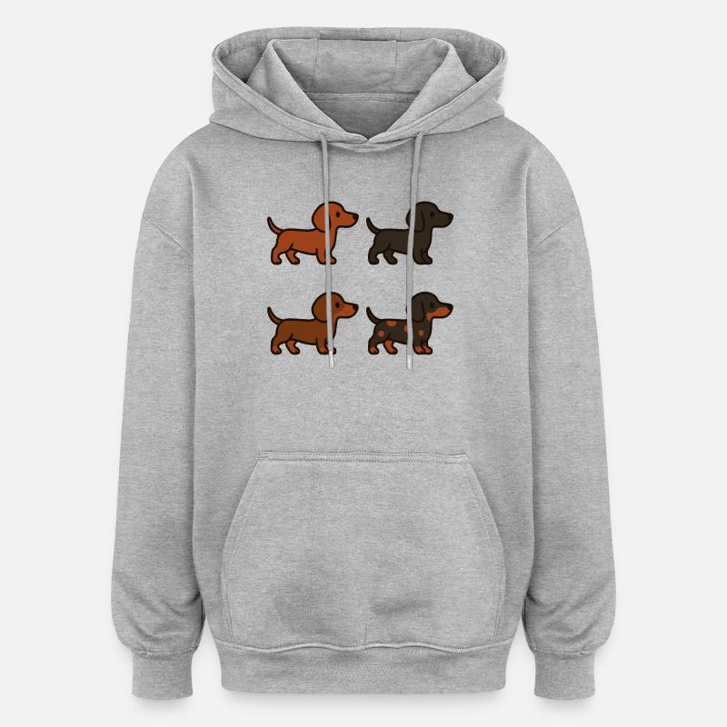 Ensemble d’illustrations de teckel mignon - Sweat à capuche oversize unisexe - gris chiné