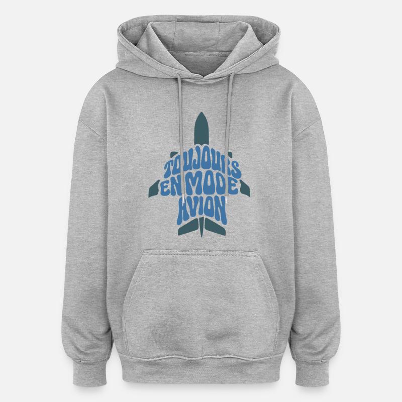FLUGZEUGMODUS – lass uns reden. - Oversized Unisex Hoodie - Grau meliert