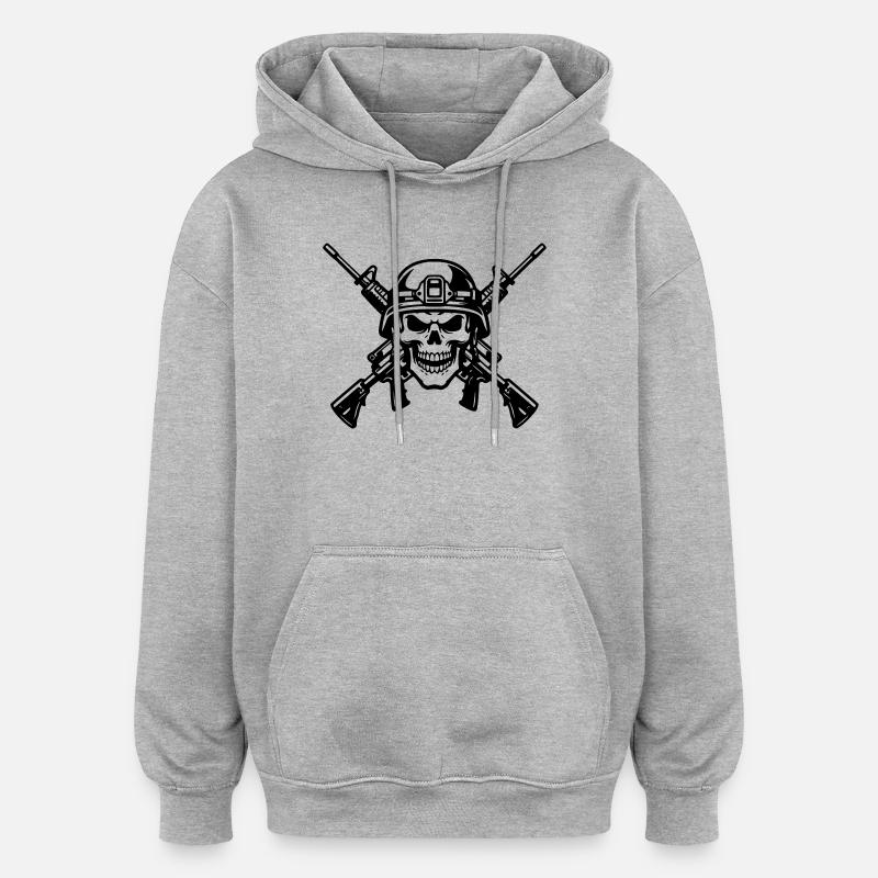 Guerre - Sweat à capuche oversize unisexe - gris chiné