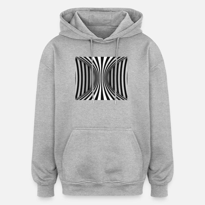 Tunnel Rayé Optique - Sweat à capuche oversize unisexe - gris chiné