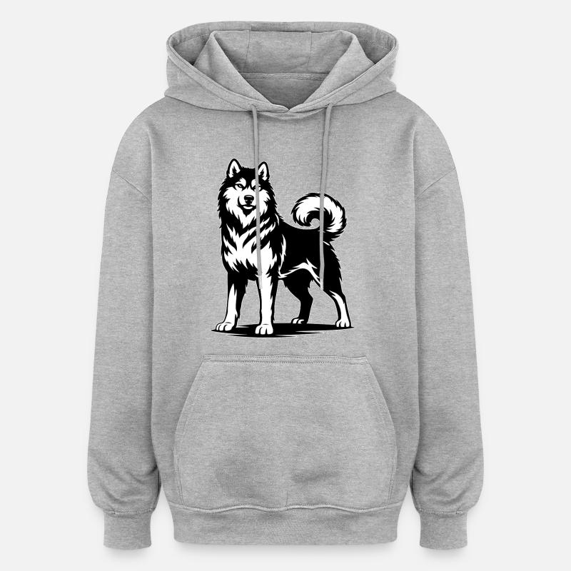 Alaskan Malamute in stolzer Pose - Oversized Unisex Hoodie - Grau meliert
