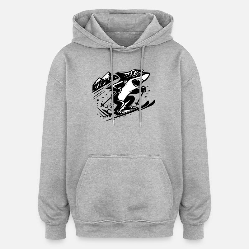 Ski Shark - Sweat à capuche oversize unisexe - gris chiné