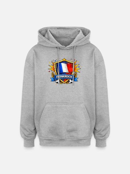 French flag in football shield - Oversized Unisex Hoodie - heather grey