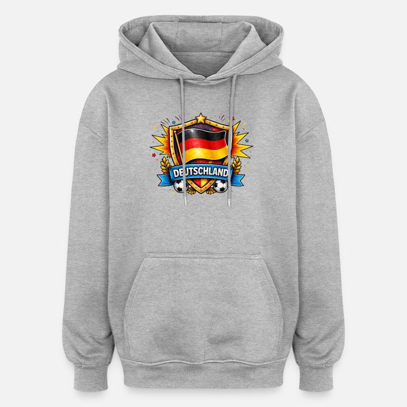 Conception du football du bouclier d’Allemagne - Sweat à capuche oversize unisexe - gris chiné