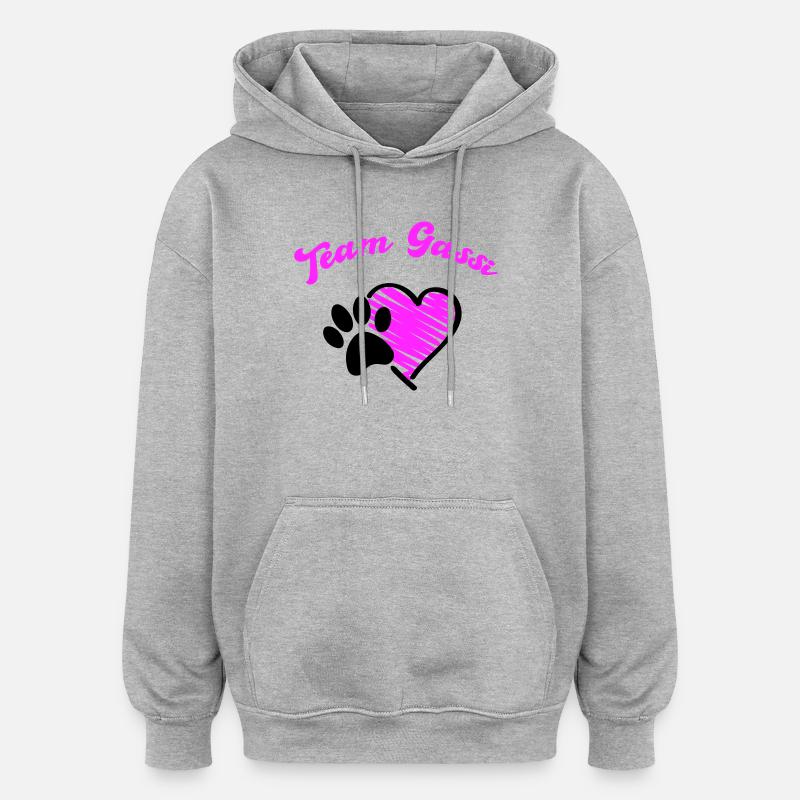 Team Gassi Hund Herz Liebe - Oversized Unisex Hoodie - Grau meliert
