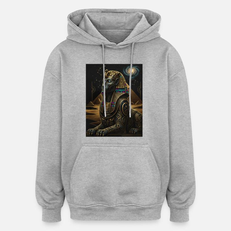 Sphinx Cosmique d’Anubis en or - Sweat à capuche oversize unisexe - gris chiné
