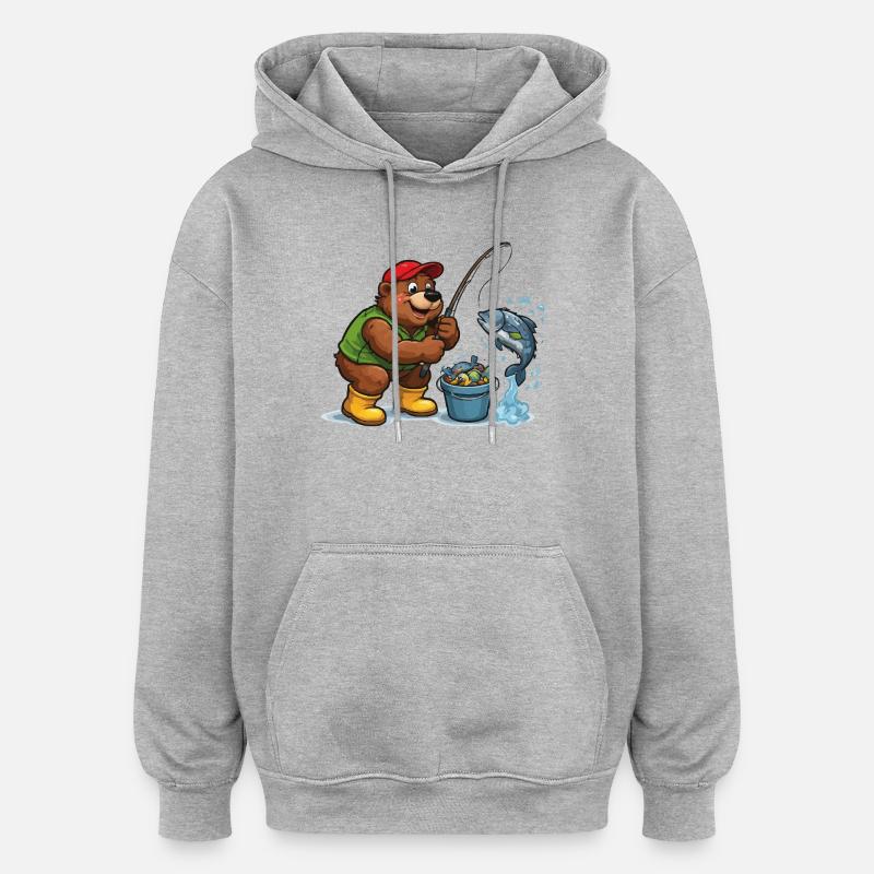 Pêche à l’ours - Sweat à capuche oversize unisexe - gris chiné