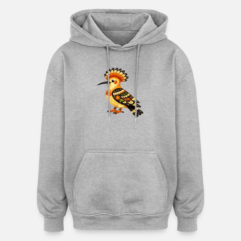 Farbenfroher Dudek im Volksstil - Oversized Unisex Hoodie - Grau meliert