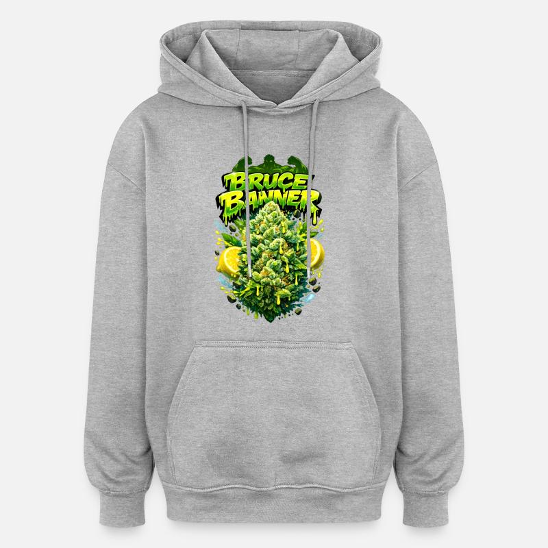 Gravure graffiti BB Strain - Sweat à capuche oversize unisexe - gris chiné