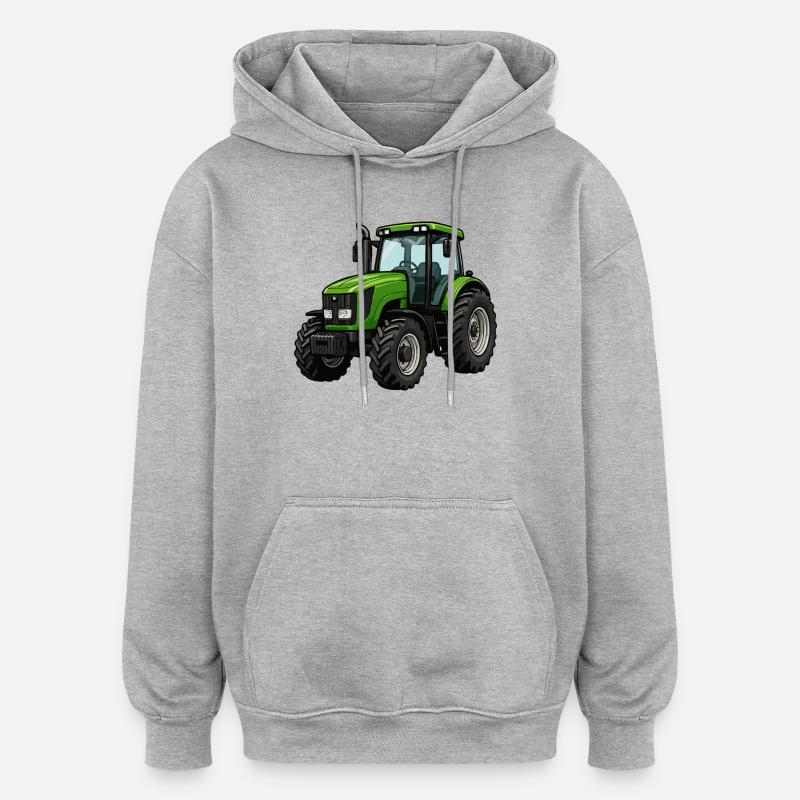 Conception puissante du tracteur vert - Sweat à capuche oversize unisexe - gris chiné