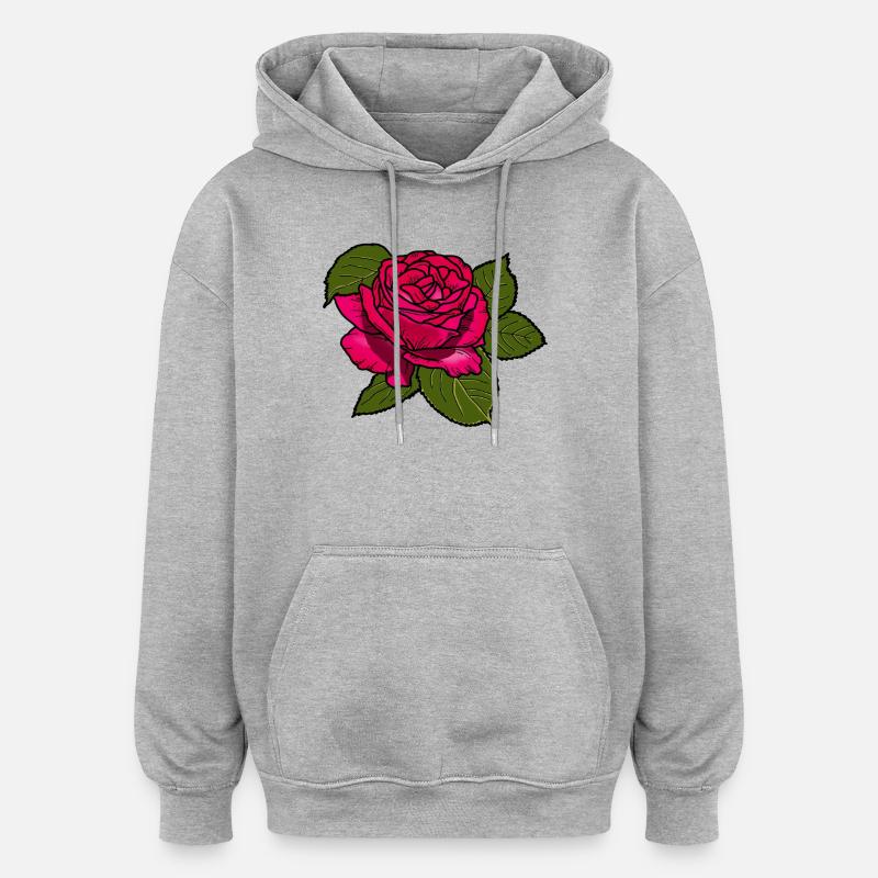 Rose - Sweat à capuche oversize unisexe - gris chiné