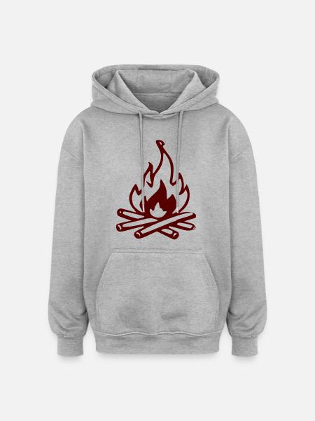 Silhouette Feu de camp rouge - Sweat à capuche oversize unisexe - gris chiné