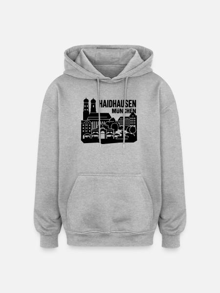 München Skyline Haidhausen - Oversized Unisex Hoodie - Grau meliert