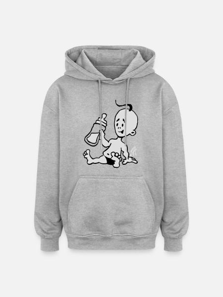 Baby with a milk bottle - Oversized Unisex Hoodie - heather grey