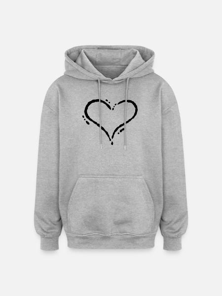 Herz - Scribble (Zeichnung) - Oversized Unisex Hoodie - Grau meliert