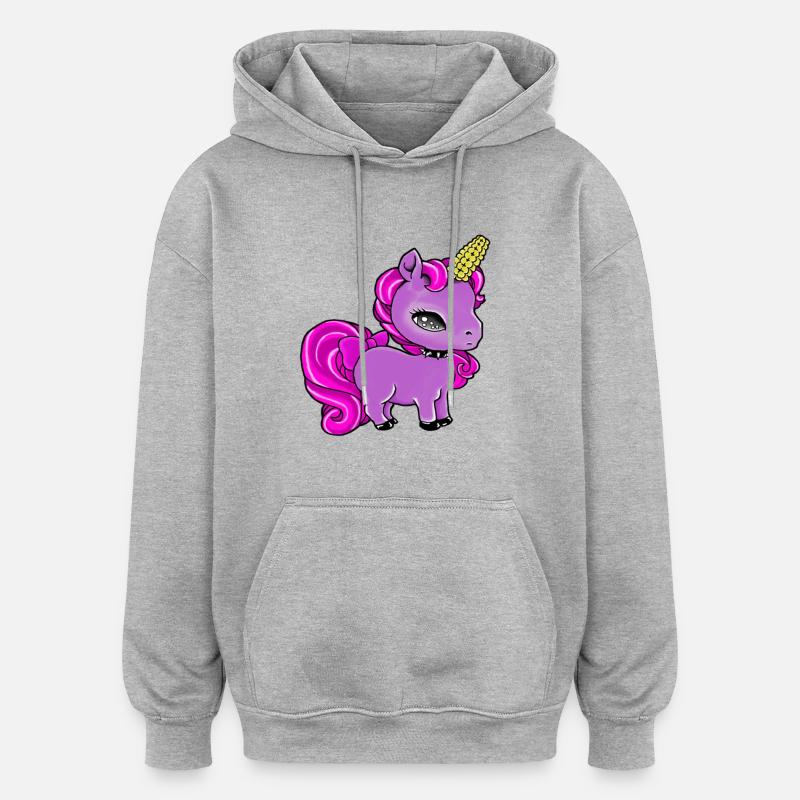 Uni (maïs) - Sweat à capuche oversize unisexe - gris chiné