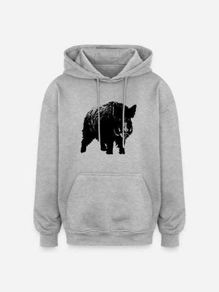 Wild Boar - Wildschwein - Oversized Unisex Hoodie - Grau meliert