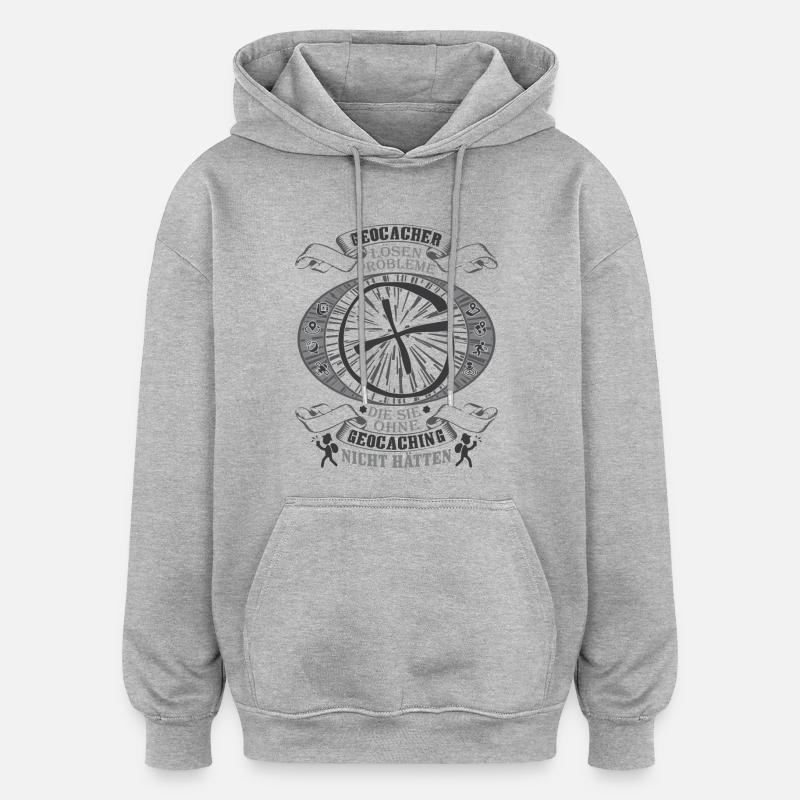 Geocaching - Sweat à capuche oversize unisexe - gris chiné