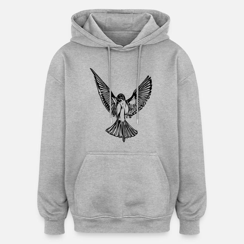 Oiseau - Sweat à capuche oversize unisexe - gris chiné