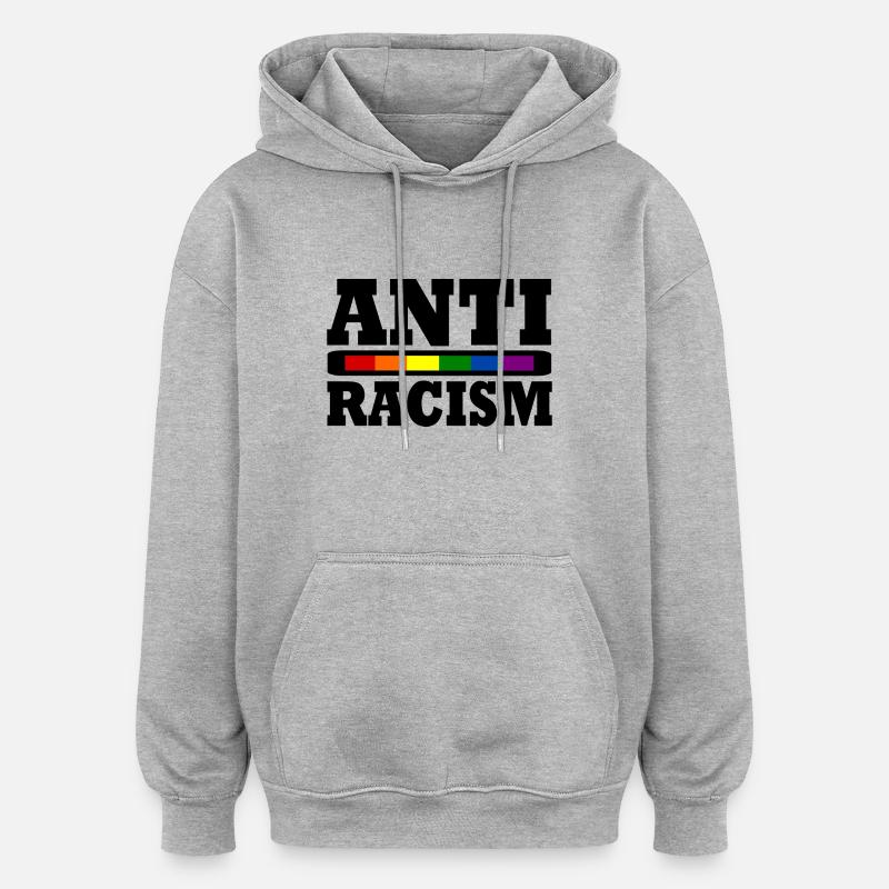 antiraciste - Sweat à capuche oversize unisexe - gris chiné