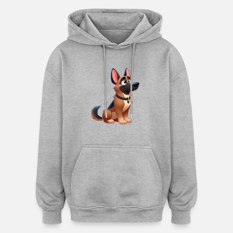 malinois 13 - Sweat à capuche oversize unisexe - gris chiné