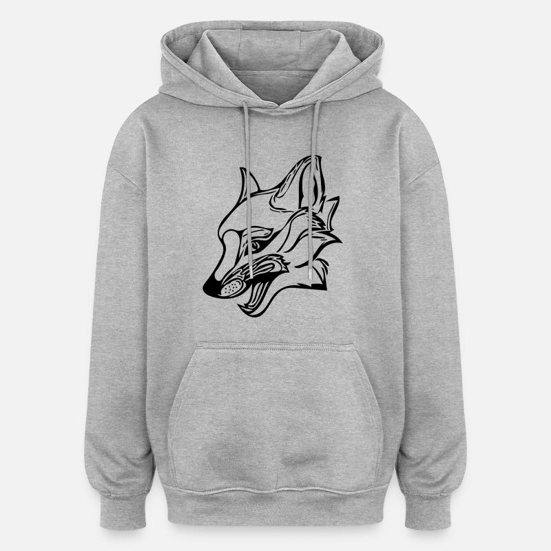 Fox - Oversized Unisex Hoodie - heather grey