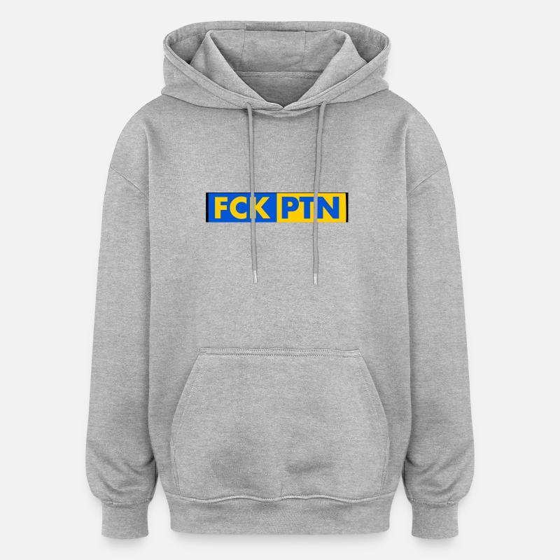 Fck ptn - Sweat à capuche oversize unisexe - gris chiné