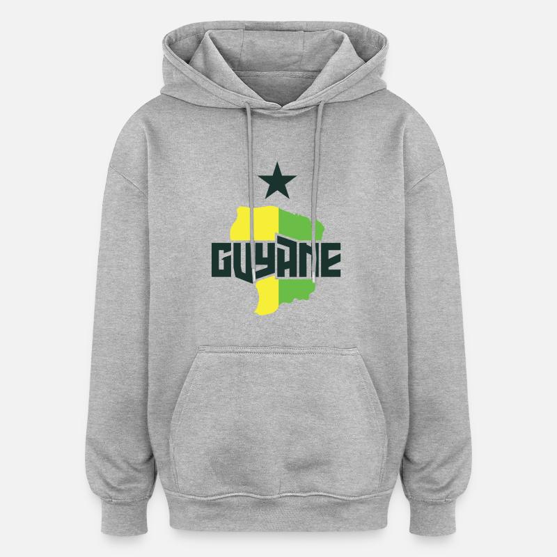 Guyane Logo - Sweat à capuche oversize unisexe - gris chiné