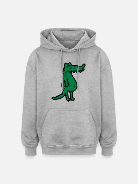 Krokodil - Oversized Unisex Hoodie - Grau meliert