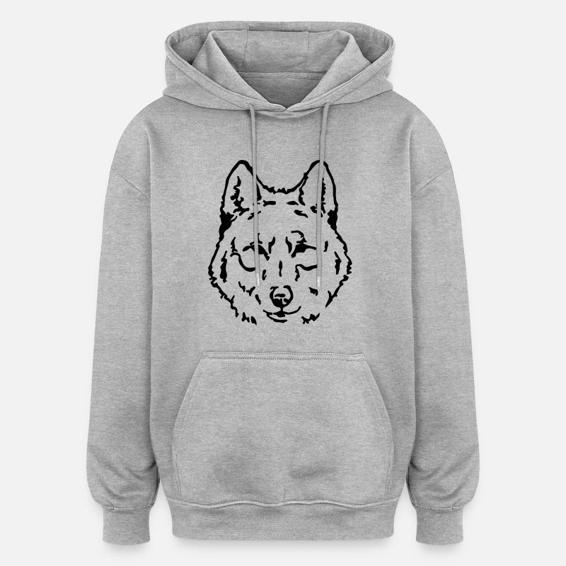 wolf face - Oversized Unisex Hoodie - Grau meliert