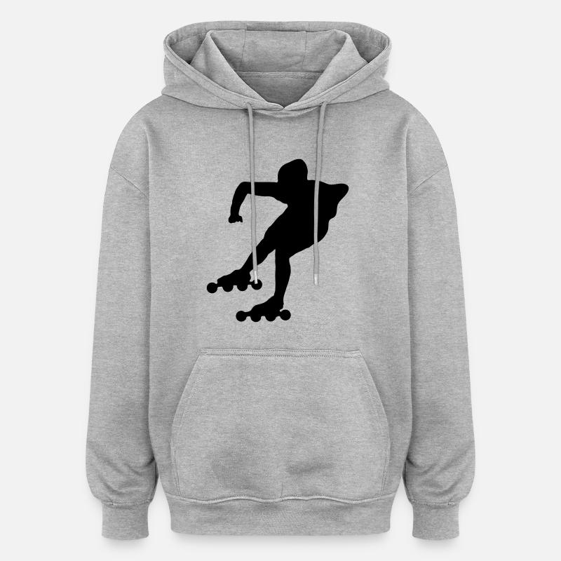 roller_skating - Sweat à capuche oversize unisexe - gris chiné