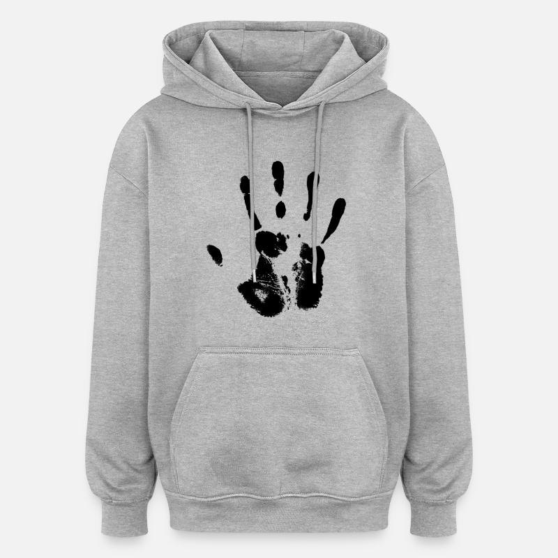 main noire - Sweat à capuche oversize unisexe - gris chiné