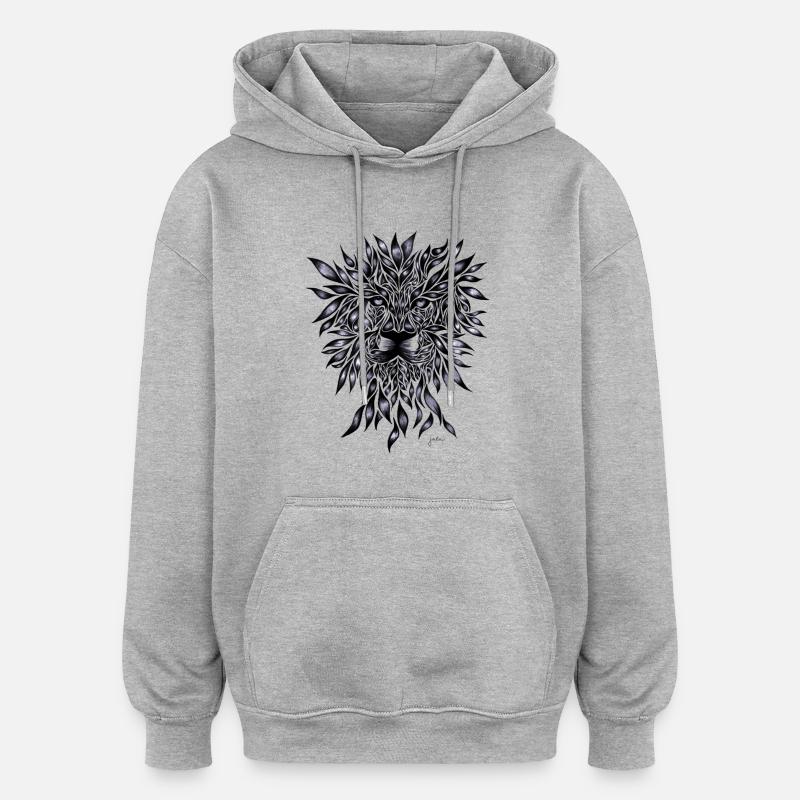 Löwe - Oversized Unisex Hoodie - Grau meliert